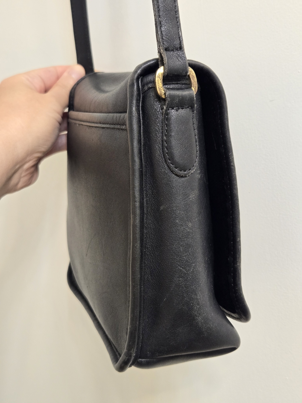 Vintage Coach Companion Flap 9076 Black Leather Crossbody Bag - Picture 7 of 16